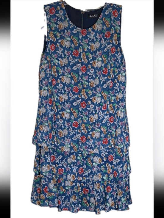 Lauren Ralph Lauren Dresses & Skirts - Lauren Ralph Lauren Blue Floral Tiered Sleeveless Dress